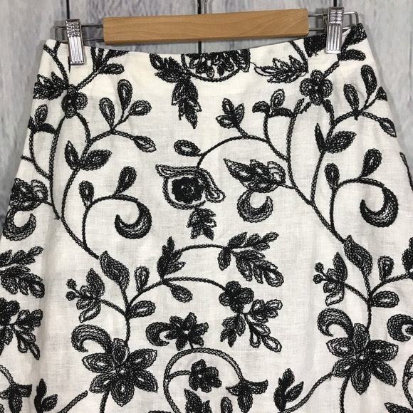 Principe Womens 100% Linen Skirt Size 4 Embroidery - Picture 2 of 7